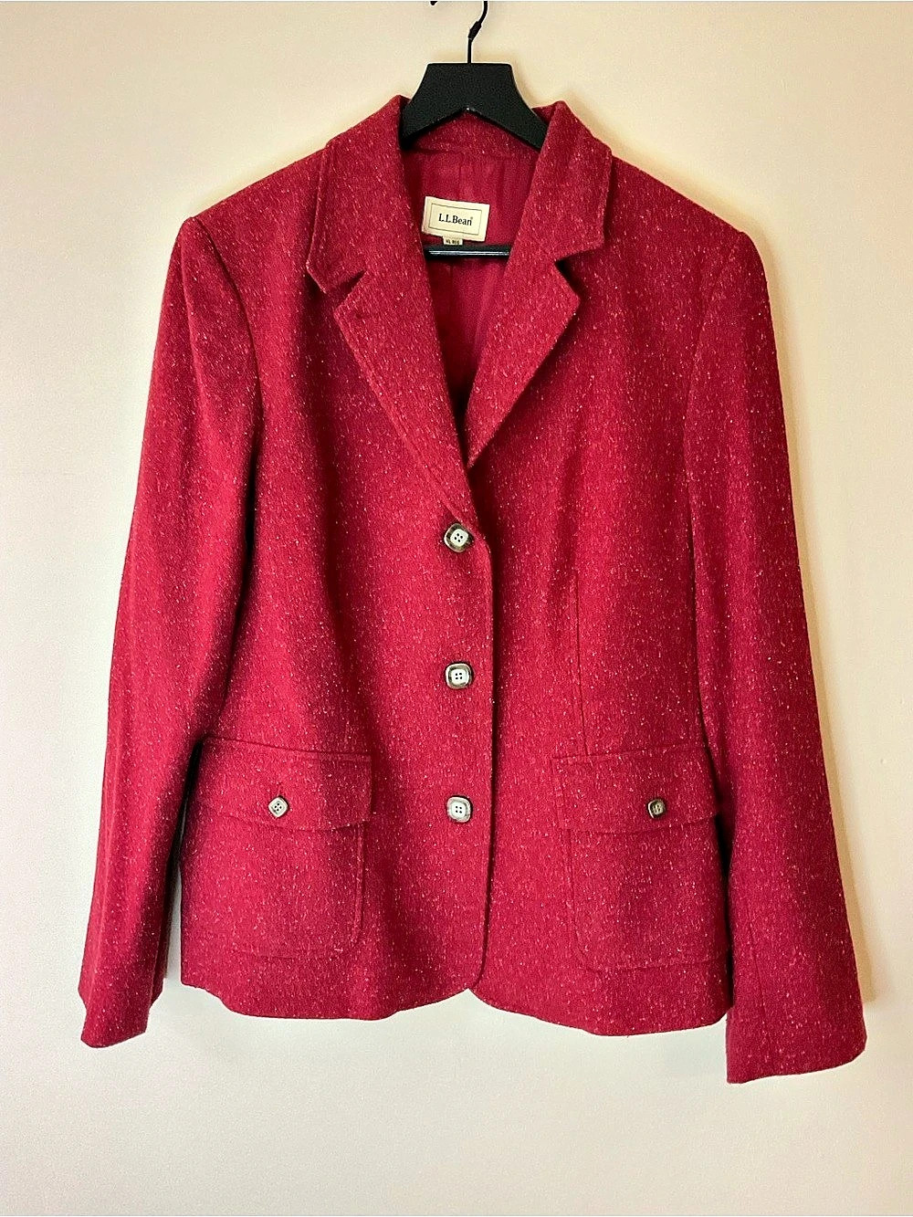 L.L.Bean Wool Silk Blazer Red XL